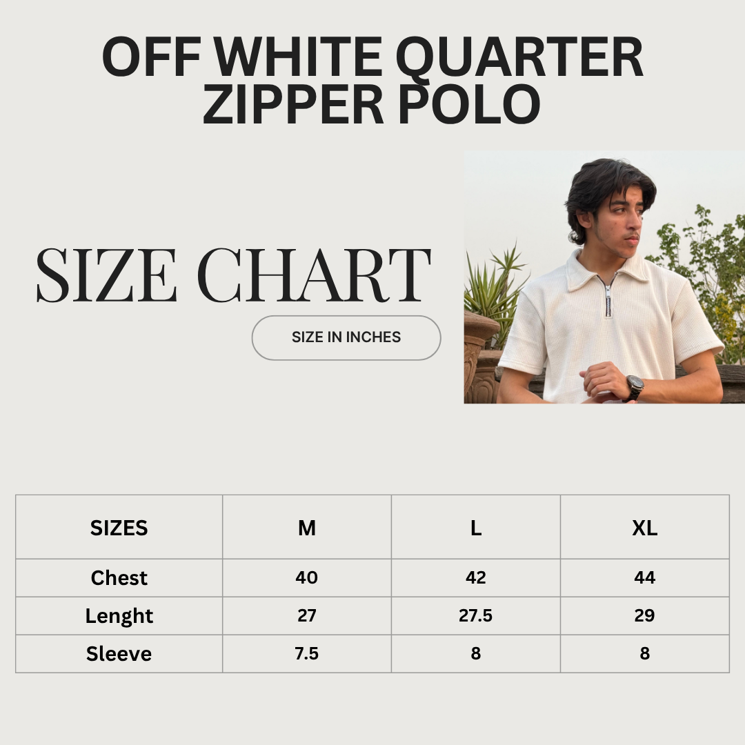 Off White Quarter Zipper Polo